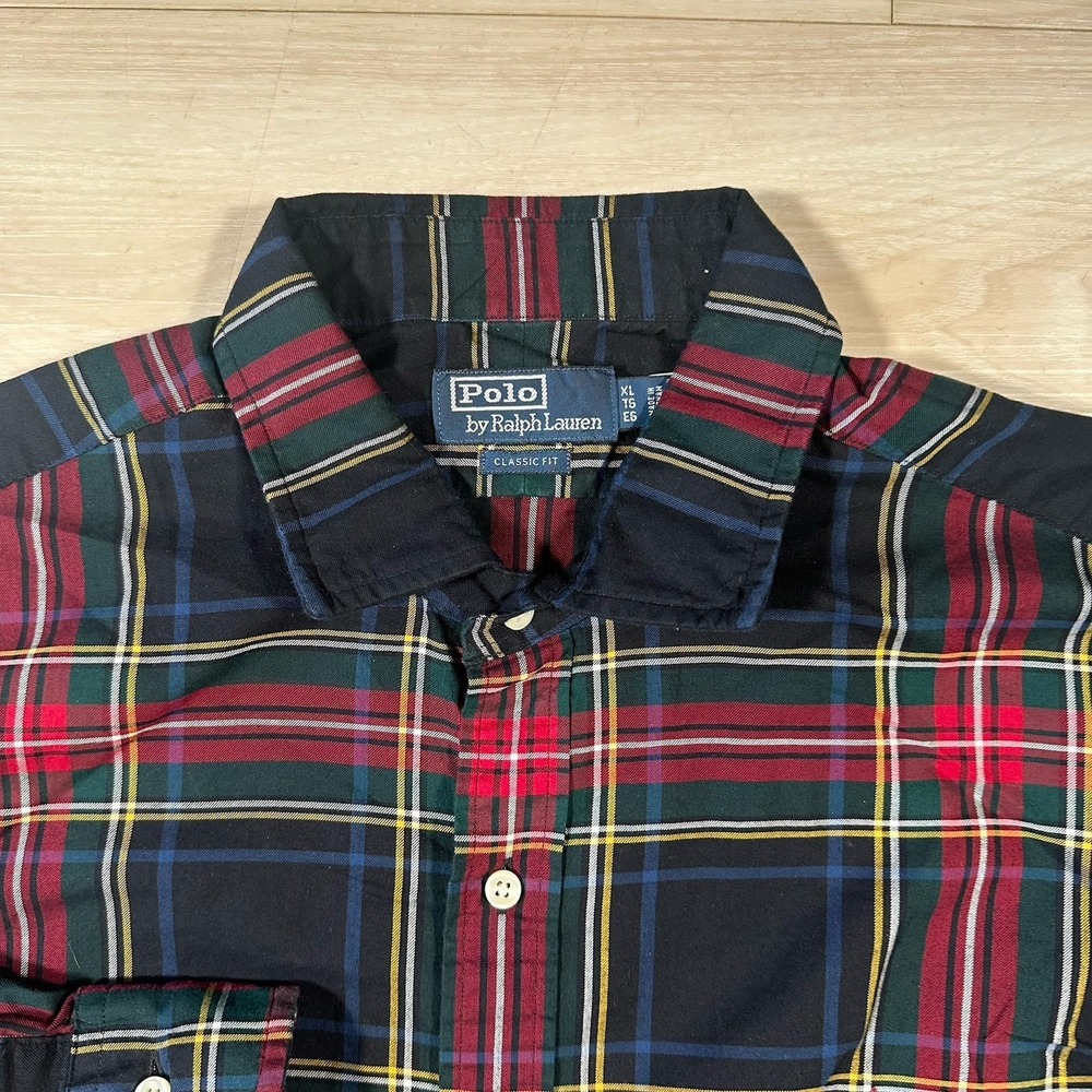 Polo Ralph Lauren Shirt Mens XL Red Plaid Classic Fit Button up Long Sleeve 90s - Picture 6 of 9